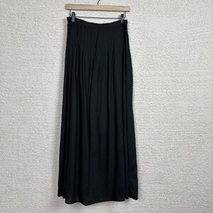 Loft Skirt Womens 6 Black Pleated Side Zip Midi Lined Business Casual Minimalist